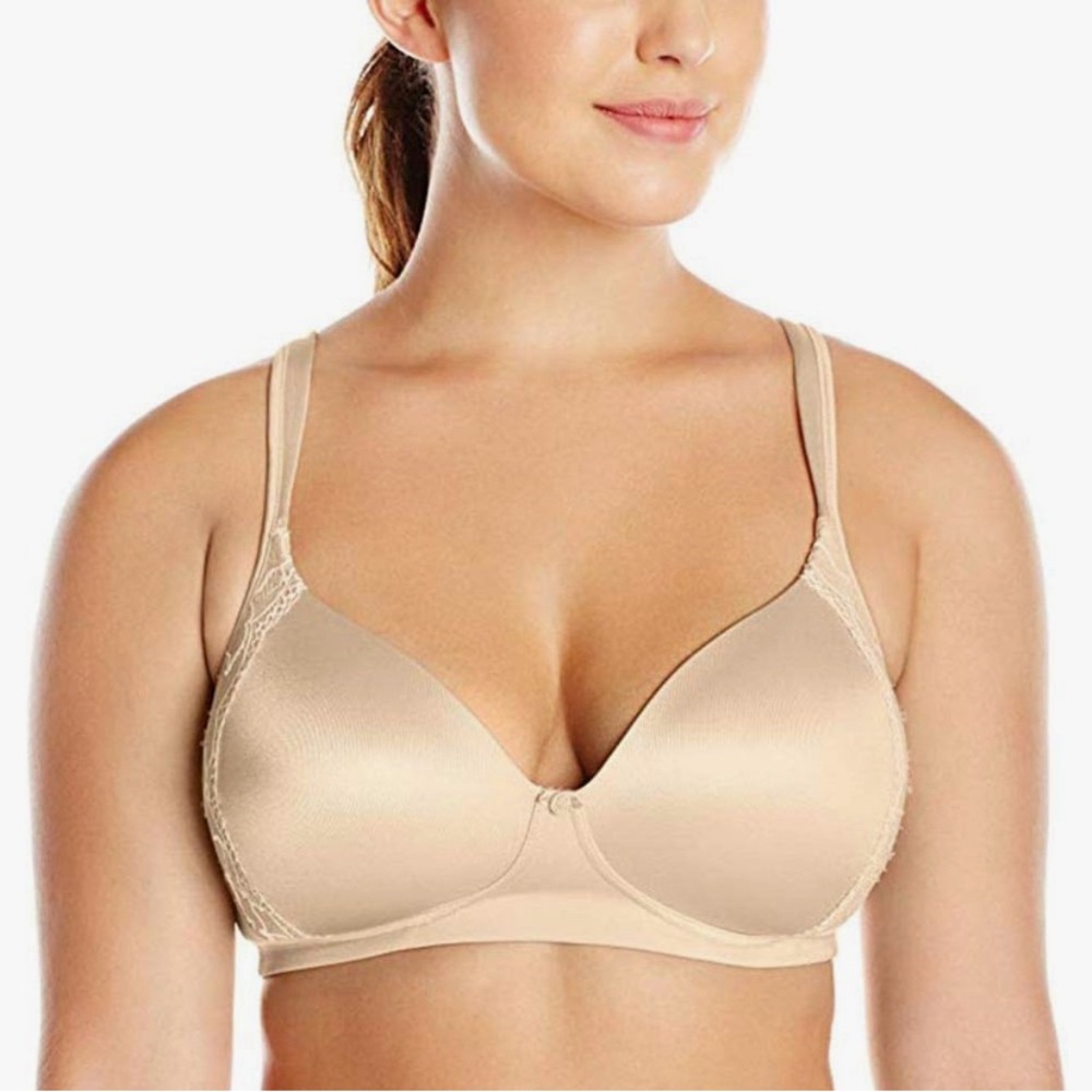 Bali Passion for Comfort Bra Womens 36DD Nude Wireless Lace Trim 6546